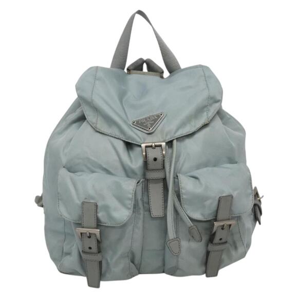 PRADA Backpack Nylon Light Blue Silver - Picture 2 of 13